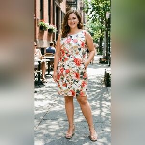 Laura Plus Floral Tiered Sheath Dress Sleeveless Wedding Guest Cocktail size:24